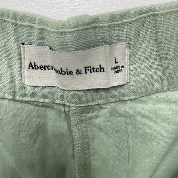 Abercrombie & Fitch AF Relaxed Green Linen Blend Pleated Shorts NWT Preppy L‎ - Picture 5 of 12